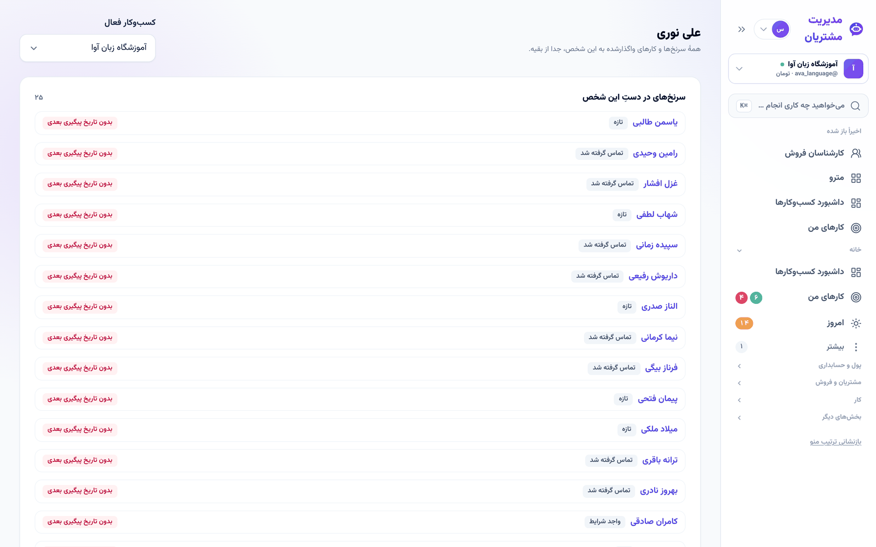 صفحهٔ یک کارشناس با سرنخهایی که قرار تماس ندارند