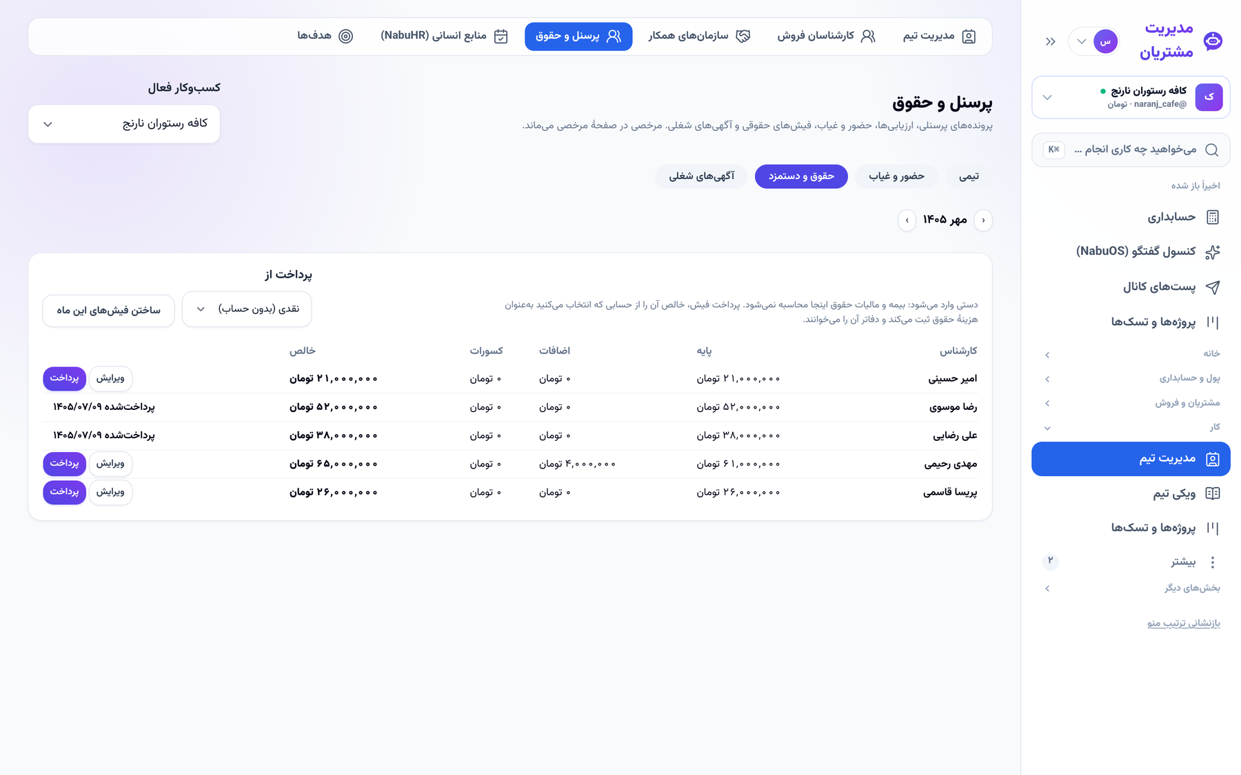 فیش‌های حقوق ماه با پرداخت‌شده و منتظر پرداخت