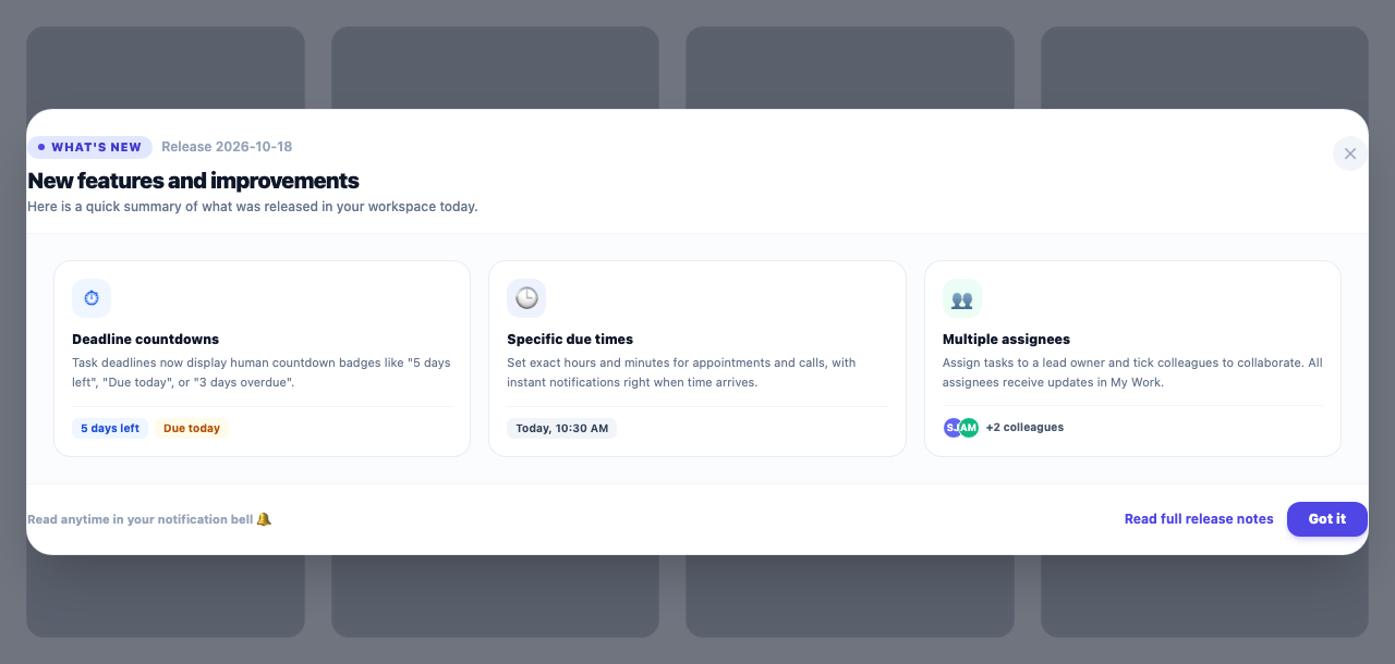New feature announcements