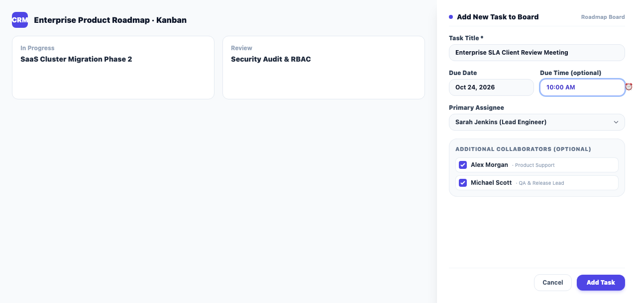 The time field on the add-a-task form